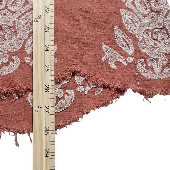 Free People Boho Style Embroidered Romper With Lace Straps In Rust & White Wome - Picture 6 of 11